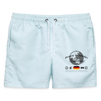 Garmisch-Partenkirchen Deutschland Streetwear - Männer Badeshorts - hellblau gestreift - Vorne - AI Model Male 178 light (178cm)