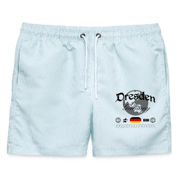 Dresden Deutschland Streetwear Reise Souvenir - Männer Badeshorts - hellblau gestreift - Vorne - AI Model Male 178 light (178cm)