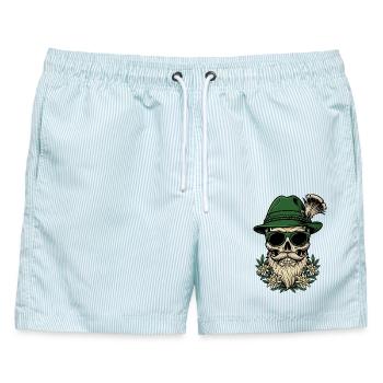 Trachten Ersatz Volksfest Bayern Geschen - Männer Badeshorts - hellblau gestreift - Vorne - AI Model Male 178 light (178cm)