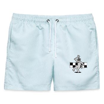 Ska tanzen - Männer Badeshorts - hellblau gestreift - Vorne - AI Model Male 178 light (178cm)