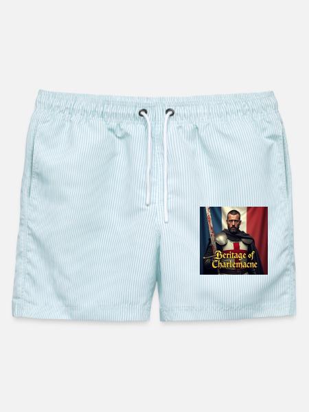 Charlemagne Ritterepos - Männer Badeshorts - hellblau gestreift