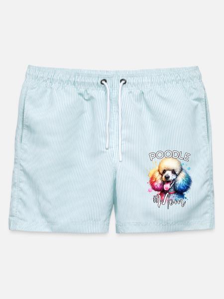 Pudel Mama - Männer Badeshorts - hellblau gestreift