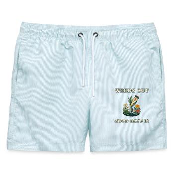 Gute Tage im Gärtnern - Männer Badeshorts - hellblau gestreift - Vorne - AI Model Male 178 light (178cm)
