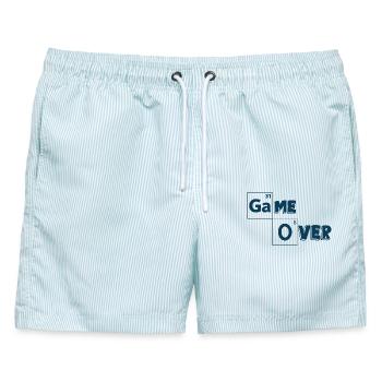 Game Over Games-Shirt - Männer Badeshorts - hellblau gestreift - Vorne - AI Model Male 178 light (178cm)