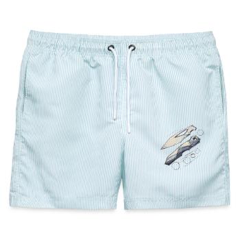 Geometrische Klingen-Formen - Männer Badeshorts - hellblau gestreift - Vorne - AI Model Male 178 light (178cm)