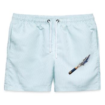 Schimmernder Speer der Kunst - Männer Badeshorts - hellblau gestreift - Vorne - AI Model Male 178 light (178cm)