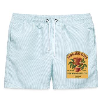 Frühstückskaffee, Dawnlight Blend, Slow Morning Club. - Männer Badeshorts - hellblau gestreift - Vorne - AI Model Male 178 light (178cm)