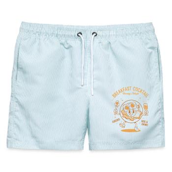 Frühstück Cocktail Morgenfreude Lustiger Brunch - Männer Badeshorts - hellblau gestreift - Vorne - AI Model Male 178 light (178cm)