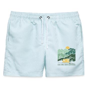 Coole Papas fahren Wohnmobil - Männer Badeshorts - hellblau gestreift - Vorne - AI Model Male 178 light (178cm)