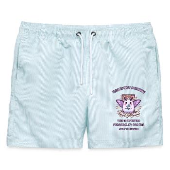 Sechs Stunden Forschung – Hyperfixationsmotte - Männer Badeshorts - hellblau gestreift - Vorne - AI Model Male 178 light (178cm)