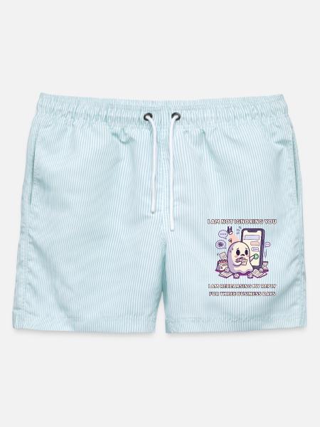 Ich habe meine Antwort drei Werktage lang geübt - Männer Badeshorts - hellblau gestreift