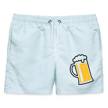 Maßkrug (Bier / Bierseidel / Bierglas / R /\/ 2C)  - Männer Badeshorts - hellblau gestreift - Vorne - AI Model Male 178 light (178cm)