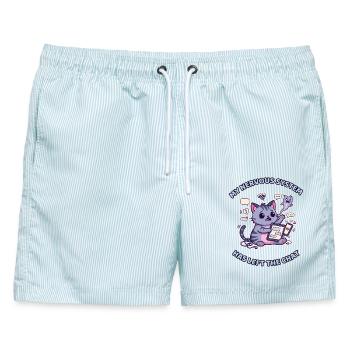 Mein Nervensystem hat den Chat verlassen - Männer Badeshorts - hellblau gestreift - Vorne - AI Model Male 178 light (178cm)