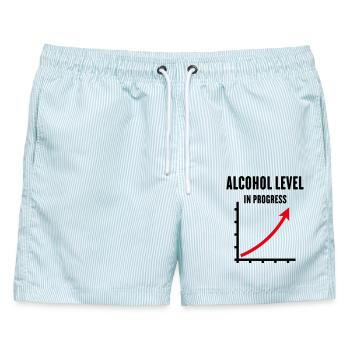 Alcohol Level In Progress (Drinking Team POSRed2C) - Männer Badeshorts - hellblau gestreift - Vorne - AI Model Male 178 light (178cm)