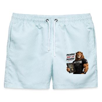 Löwe Predator Kraftshirt - Männer Badeshorts - hellblau gestreift - Vorne - AI Model Male 178 light (178cm)