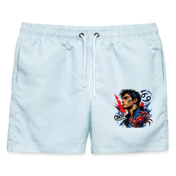 Krebs-Mann – Astrologie-Geschenk - Männer Badeshorts - hellblau gestreift - Vorne - AI Model Male 178 light (178cm)