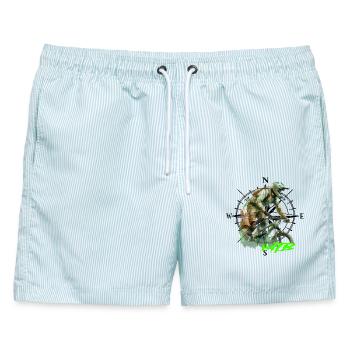 Mtb - Männer Badeshorts - hellblau gestreift - Vorne - AI Model Male 178 light (178cm)