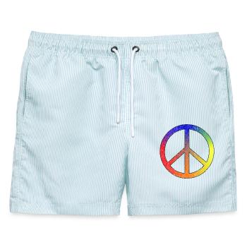 Frieden in Regenbogenfarben - Männer Badeshorts - hellblau gestreift - Vorne - AI Model Male 178 light (178cm)