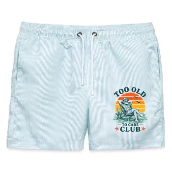 Too Old To Care Club Opa-Urlaub - Männer Badeshorts - hellblau gestreift - Vorne - AI Model Male 178 light (178cm)