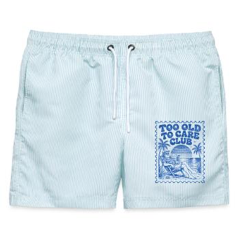 Too Old To Care Club Opa-Urlaub - Männer Badeshorts - hellblau gestreift - Vorne - AI Model Male 178 light (178cm)