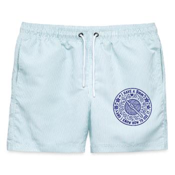 Crochet Lover Knitting Ich habe eine 9mm. - Männer Badeshorts - hellblau gestreift - Vorne - AI Model Male 178 light (178cm)