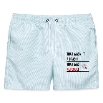 THAT WASNT A CRASH THAT WAS NETCODE V2 - Männer Badeshorts - hellblau gestreift - Vorne - AI Model Male 178 light (178cm)