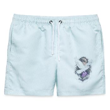 Rabe Raben - Männer Badeshorts - hellblau gestreift - Vorne - AI Model Male 178 light (178cm)