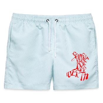 'Di Cymru Ddim Ar Werth - Männer Badeshorts - hellblau gestreift - Vorne - AI Model Male 178 light (178cm)