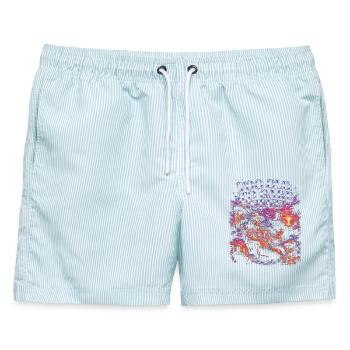 Too Old To Care Club Opa-Urlaub - Männer Badeshorts - hellblau gestreift - Vorne - AI Model Male 178 light (178cm)