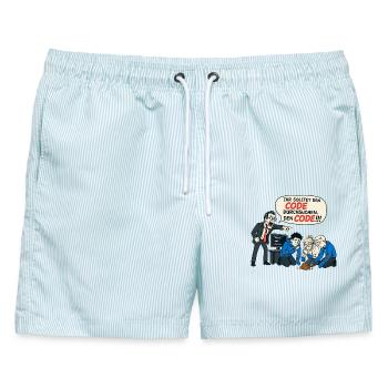 Ihr Solltet Den Code Durchsuchen – IT Humor - Männer Badeshorts - hellblau gestreift - Vorne - AI Model Male 178 light (178cm)