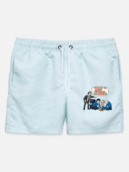 Ihr Solltet Den Code Durchsuchen – IT Humor - Männer Badeshorts - hellblau gestreift