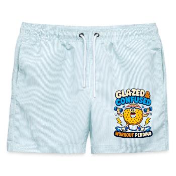 Glazed & Confused Workout Pending - Männer Badeshorts - hellblau gestreift - Vorne - AI Model Male 178 light (178cm)
