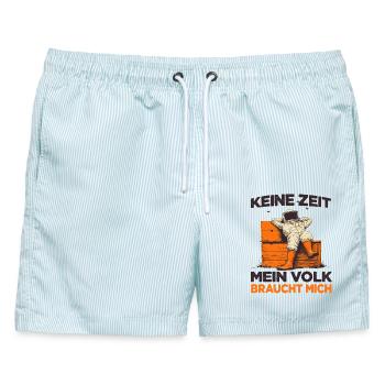 Bienenvolk Imker Zubehör Lustiger Spruch Imker - Männer Badeshorts - hellblau gestreift - Vorne - AI Model Male 178 light (178cm)