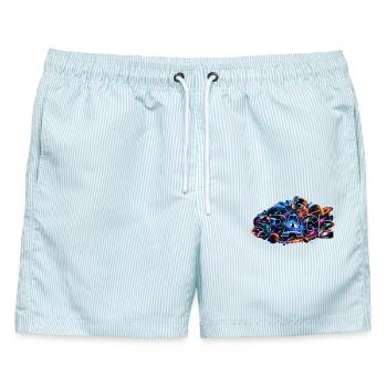 Space Abenteuer Astronaut Kosmos - Männer Badeshorts - hellblau gestreift - Vorne - AI Model Male 178 light (178cm)