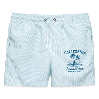 California Social Club Malibu Days - Männer Badeshorts - hellblau gestreift - Vorne - AI Model Male 178 light (178cm)