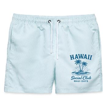 Hawaii Social Club Maui Days - Männer Badeshorts - hellblau gestreift - Vorne - AI Model Male 178 light (178cm)