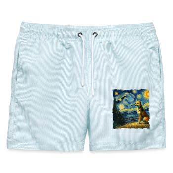 Australischer Wildhund Starry Night - Männer Badeshorts - hellblau gestreift - Vorne - AI Model Male 178 light (178cm)