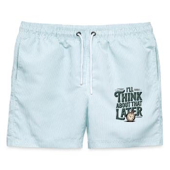 Denk später darüber nach. - Männer Badeshorts - hellblau gestreift - Vorne - AI Model Male 178 light (178cm)