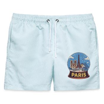 Pariser Schneekugel - Männer Badeshorts - hellblau gestreift - Vorne - AI Model Male 178 light (178cm)