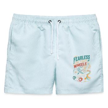 Roller Derby Fearless On Four Wheels - Männer Badeshorts - hellblau gestreift - Vorne - AI Model Male 178 light (178cm)