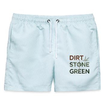 Dirt Stone Green – Landschaftsbau & Gartenbau Desi - Männer Badeshorts - hellblau gestreift - Vorne - AI Model Male 178 light (178cm)