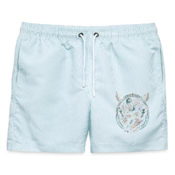 Roller Derby - Männer Badeshorts - hellblau gestreift - Vorne - AI Model Male 178 light (178cm)
