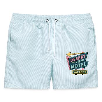 Desert View Motel - Männer Badeshorts - hellblau gestreift - Vorne - AI Model Male 178 light (178cm)