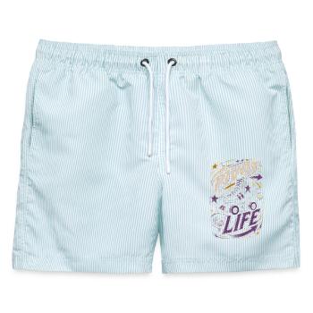 Roller Derby Pivot Life - Männer Badeshorts - hellblau gestreift - Vorne - AI Model Male 178 light (178cm)