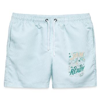 Roller Derby Jam Ready - Männer Badeshorts - hellblau gestreift - Vorne - AI Model Male 178 light (178cm)
