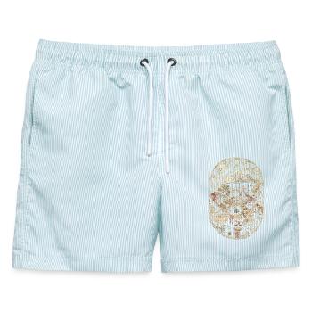 Cajun Kultur - Männer Badeshorts - hellblau gestreift - Vorne - AI Model Male 178 light (178cm)