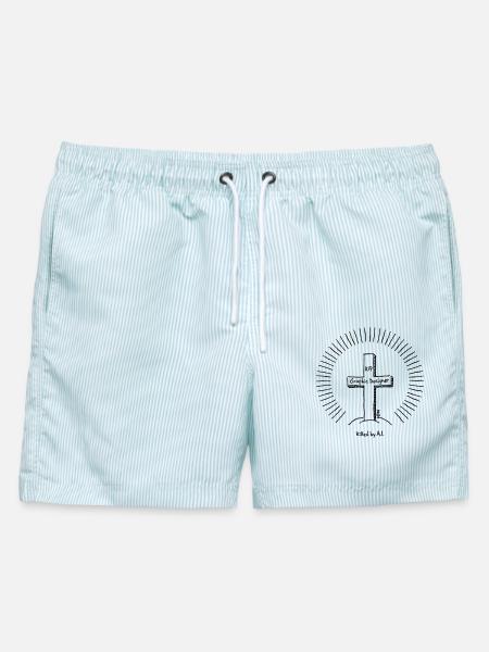 Graphic Designer – Killed By A.I. (Jobkiller / B) - Männer Badeshorts - hellblau gestreift