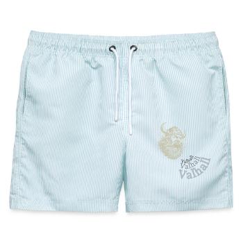 Valhalla Calling – Viking Warrior - Männer Badeshorts - hellblau gestreift - Vorne - AI Model Male 178 light (178cm)