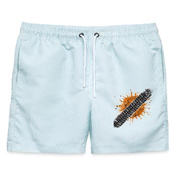 Offroad Reifenprofil Mud Splatter - Männer Badeshorts - hellblau gestreift - Vorne - AI Model Male 178 light (178cm)