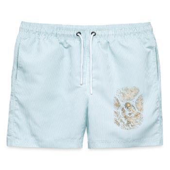 Höhlenforschung Spelunking Cave Explorer - Männer Badeshorts - hellblau gestreift - Vorne - AI Model Male 178 light (178cm)